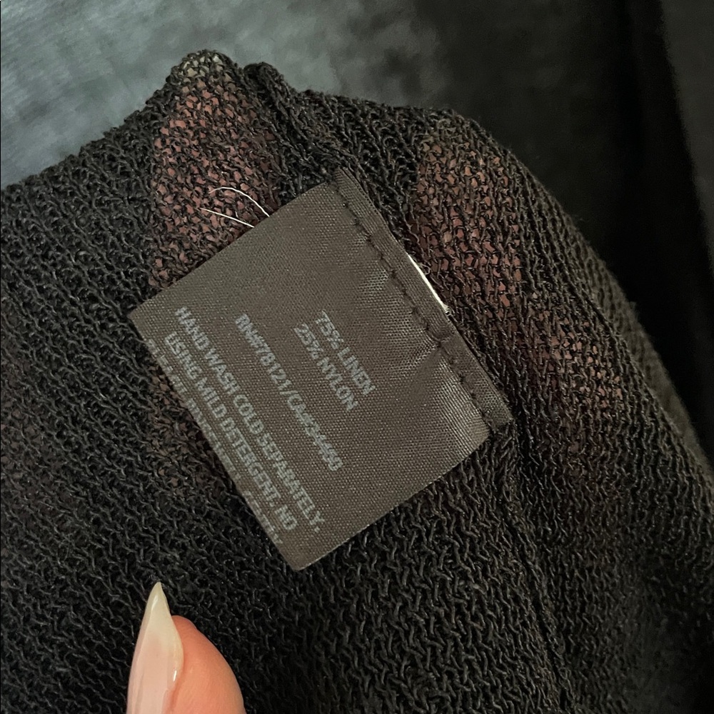 Eileen Fisher Large Italian‎ Yarn Linen Blend Open-Front Cardigan - Picture 3 of 8